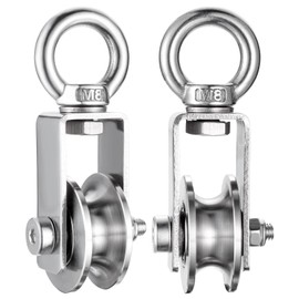 KCNOFNC Pulley with 2 Ball Bearings, Stainless Steel Fitness Pulley, 40 mm Pulley for 8 mm Ropes, Steel Cable, Load Capacity 250 kg, Pack of 2