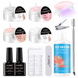 AIJIMEI Solid Builder Gel Kit With Manicure Tools for Nails 15ML 4IN1 Nail Extension Gel UV & LED Gel for Nails Long-Lasting Nail Extension Gel for Nails Manicure DIY at Home (SOLID-GEL-A7)