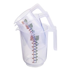 curalit Measuring Jug Mixing Bowl Set of 3 Plastic / 1 Litre and 0.5 Litre and 0.25 Litres