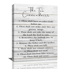 Ten Commandments Wall Decor 10 Commandments Wall Art Bible Verse Canvas Painting Christian Scriptures Pictures Prints Modern Framed Artwork Home Decoration for Living Room Bedroom Bathroom 12"x16"