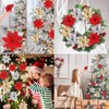 JOKILY Pack of 12 Christmas Glitter Poinsettia Artificial Flowers, Artificial