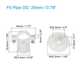 sourcing map 12Pcs PVC Water Pipe 20mm Clamps Clips with Base, Fit for 20mm/0.79" OD Tubing Hose Hanger Support, Plastic Pipe Hanger Clamp Water Pipe Support