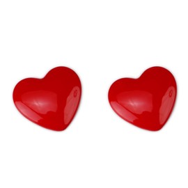 2PCS Heart Shape Metal Car Emblem, 1.8x1.6 Inch Decorative Sticker Decal for Automotive, Truck, Motorcycle, Love Car Badge for Women (Glossy Red)