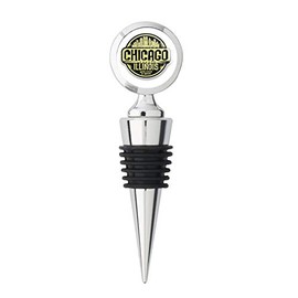 Chicago Illinois USA America Metal Stainless Steel Bottle Wine Stopper