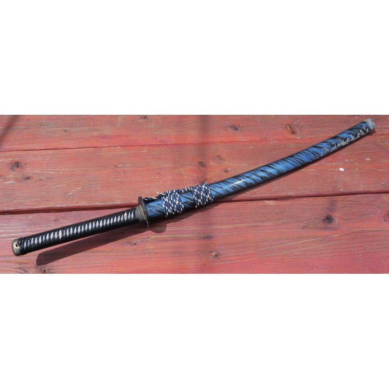 Tattva Tactical 41" Katana Samurai Sword Japanese Blue Blade Feather