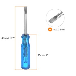 HARFINGTON 8Pcs SL2.0 Mini Slotted Screwdriver 2mm Magnetic Flat Head 45mm Length for Small Appliances Repairs, Blue