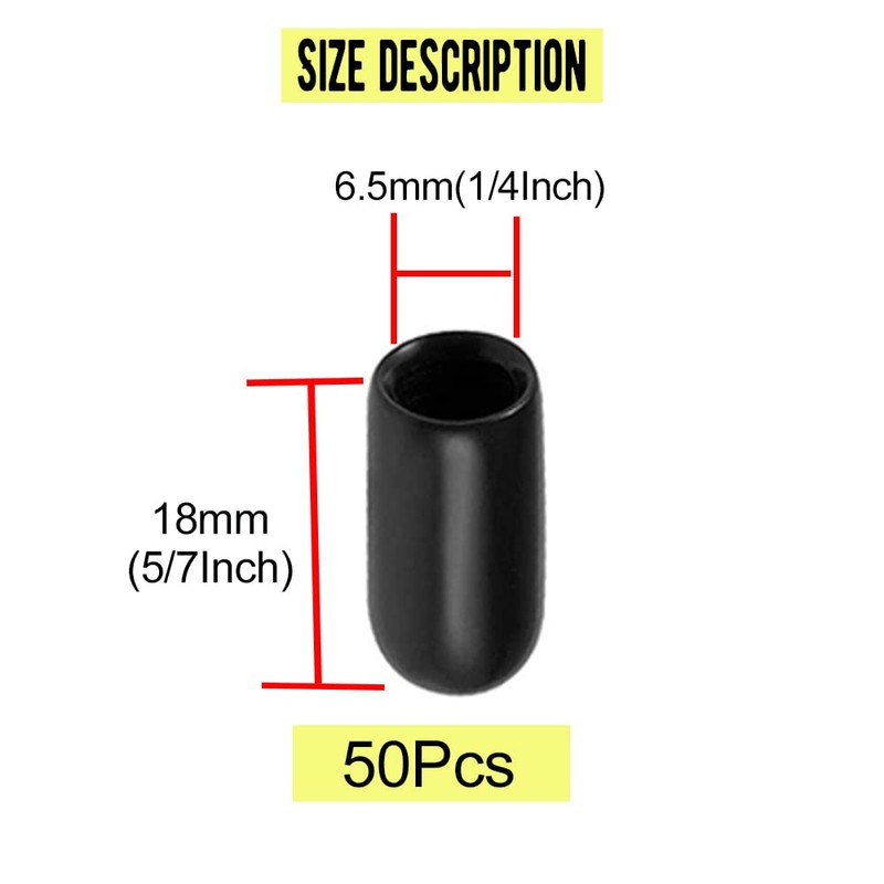 50pcs Rubber End Caps, 1/4" Flexible Screw Thread Protector Cover,