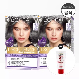 L'Oréal Paris 로레알파리 엑셀랑스 애쉬 슈프림 2개 [증정]샴푸 미니 80ml [6.11-스모키애쉬 2개] L'Oreal Paris Excellence Ash Supreme 2 Pack [Gift] Mini Shampoo 80ml [6.11 - Smoky Ash 2 Pack]