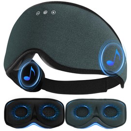 AHUIARGY Bluetooth Sleep Mask, 2 in 1 Bamboo Cotton 3D Sleeping Headphones for Side Sleepers Sleep Mask with Timming Setting, Blackout Eye Mask for Sleeping Travel Meditation Men Women