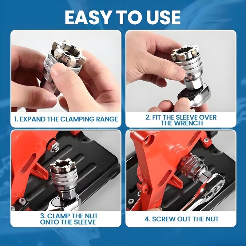 Abruga Upgraded Adjustable Universal Socket Wrench, Manual Socket Wrench, Multifunctional