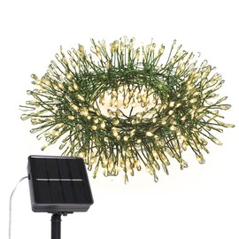 PCORES 200LED 20FT Solar Fairy Lights, Waterproof Green Copper Wire, 8 Modes Firecracker Design | Solar Powered for Patio/Wedding/Christmas Decor,Warm White, Durable & Flexible