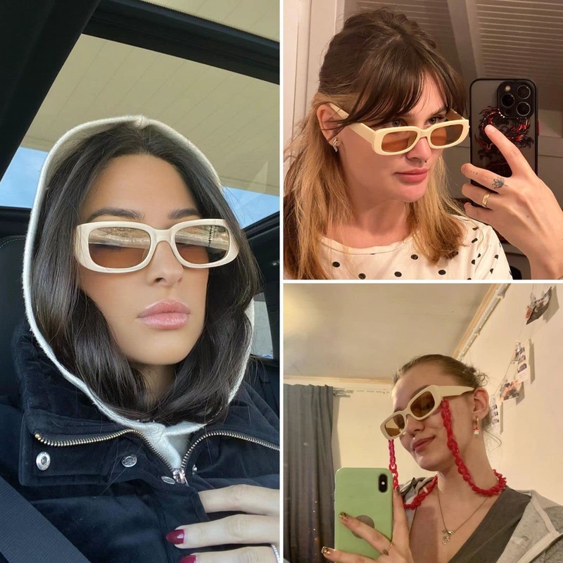 YAMEIZE Rectangular Sunglasses for Men and Women Pack of 2