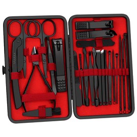 15 piece set toe nail clippers set black for women men thick hard nails nail grooming kit catcher exfoliation and dead skin scissors