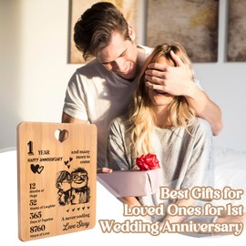 1st Anniversary Wedding Gifts for Couples, First Anniversary Chopping Boards Gifts, 1st Wedding Anniversary. Gifts for Wife Husband, 1st Year Anniversary Presents for for Her Girlfriend Boyfriend