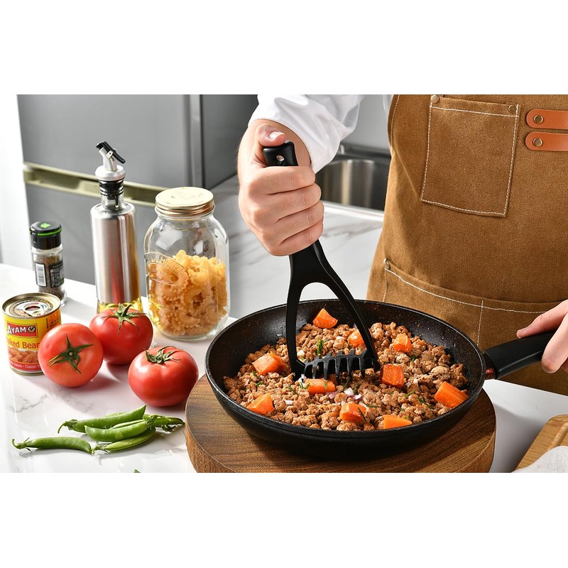 Plastic Potato Masher - Non-Scratch, Dishwasher Safe Tool for Mashed