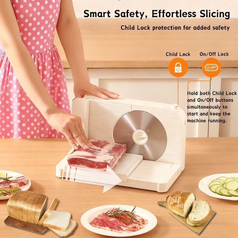 Meat Slicer for Home, 150W Foldable Deli Meat Slicer with