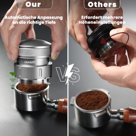 ceelatti Espresso Leveler 51 mm, Gravity Espresso Distributor for 51 mm Coffee Portafilter, Coffee Distributor for DeLonghi, 304 Stainless Steel Base, 4-Blade Base, Silver Grey