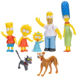 The Simpsons JAKKS Pacific Set de Figuras Familia Simpson Escala 2.5″ – Homer, Marge, Bart, Lisa y Maggie con Diseño Coleccionable para Fans y Niños 4+ Años