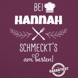 Geschenk mit Namen personalisiert by Shirtracer - Apron - Cooking Apron - "Bei Name schmeckts am besten I Geschenk Kochen Oma I Mama I Opa I Papa [German Language], 1 eggplant