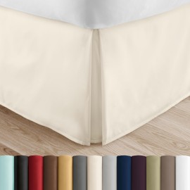 Anna Linens 1 Piece Dust Ruffle Bed Skirt 15 Inch Drop King Size 100% Cotton King Size Bed Skirt Ivory