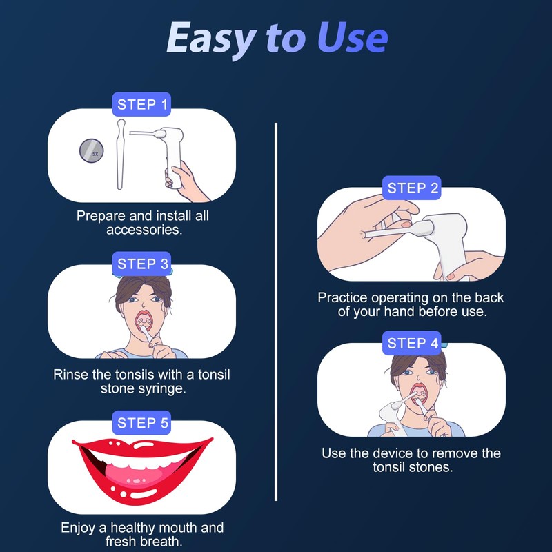Electric Tonsil Stone Remover Vacuum USB Rechargeable, 6 Suction Levels