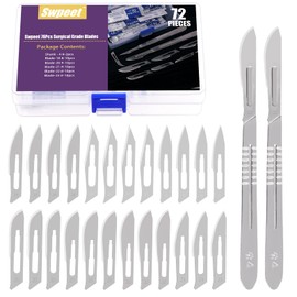 Swpeet 73Pcs 6 Styles #18#20#21#22#23#24#25 Scalpel Blades Surgical Grade Blades with #4 Scalpel Knife Handle Assortment Kit, Biology Lab Knives for Biology Lab Anatomy, Practicing Cutting
