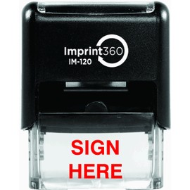 Imprint 360 AS-IMP1078 "Sign HERE" Heavy Duty Commercial Quality Self-Inking Rubber Stamp, Laser Engraved for Clean, Precise Imprints, Red Ink, 9/16" x 1-1/2" Impression Size