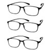 Calabria 720 Flexie Square Reading Glasses +2.75 Ebony (3pack) Men/Women