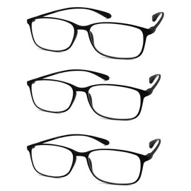 Calabria 720 Flexie Square Reading Glasses +2.75 Ebony (3pack) Men/Women Bendable Single Power Reader Flexible TR90 Frame