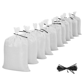100 Packs Heavy Duty 16 X 26 Woven Polypropylene Sandbags Empty Sandbags Ties 50lb Capacity Tear Punching Bags Sand BagsDefault: Default