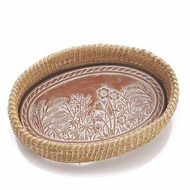 Better World Bio Bread Basket with Terracotta Warmer, Bread Basket, Bread Basket for Serving, Sized 12.5" w x 8.5" d x 3.5" h, Nature-Inspired Spring Meadow Design