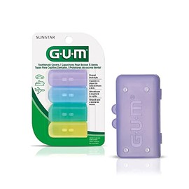 GUM - Protectores para Cepillo Dental con Protección Antibacterial - Mantiene las Cerdas Limpias y Protegidas - Paquete con 4 Fundas