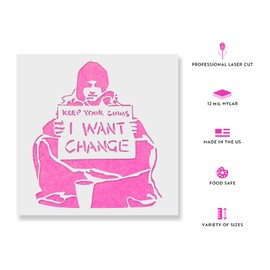 I Want Change Banksy Stencil - Banksy Stencil, Wall Art Stencil, Graffiti Stencil, Banksy Stencils, Banksy Art