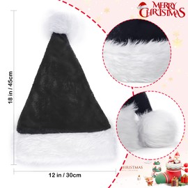 Seiddons Black Christmas Santa Hat Adults Deluxe Black and White Xmas Hat Christmas Plush Santa Hats