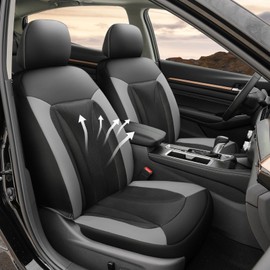 GIANT PANDA Front Car Seat Cover for Jeep Wrangler JK (2007-2018),3D Air Mesh Leather Bucket Breathable Seat Covers Custom Fit Jeep Accessories (Gray) 2-Pack