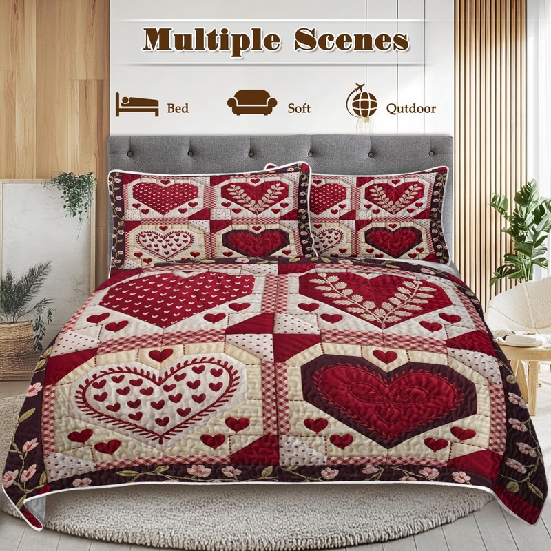 BlessLiving King Quilt Set, His and Hers, 3-Piece