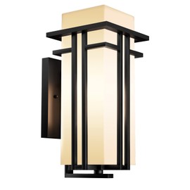 Yoenecea Outdoor Lighting Fixtures Wall Mount, Outdoor Wall Lights Modern with Frosted Glass, Aluminum Exterior Light for House Outdoor Wall Lantern for Garage Porch Carriage Patio (14.6''H, 1 pc)