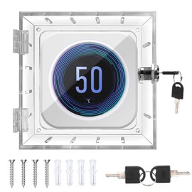 Thermostat Cover with Lock, Wall Mounted Acrylic Thermostat Guard Box with 4pcs Screws & Bolts, Transparent Thermostat Protective Cover for Restaurants School Ac Panel (#1 Keylock(Square）)