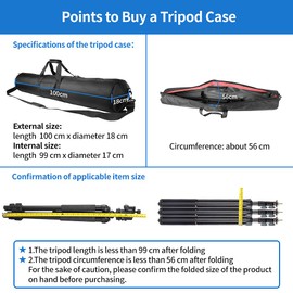 HEMMOTOP Tripod Carrying Case, 39x7x7in All Padded Tripod Bag with Shoulder Straps and Handles, Heavy Duty Light Stand Bag with Two Zippered Pockets for Pool Cue, Speaker Stand, Mic Stand