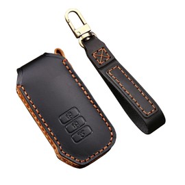 ontto key case fit for KIA Seltos Sportage R Stinger Sorento Cerato K5 2020 2021 7 Buttons Smart Key Fob Cover Keyring Leather key holder keyless shell keychain Protector Accessories Black