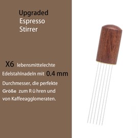 DJJUAJK Improved WDT Tool Espresso Distributor Tool with 6 Fine Needles 0.4 mm, Coffee Tamper Espresso Needle, Espresso Coffee Stirrer, Coffee Accessories