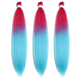 BALINGHAIR Braiding Hair Pre-Stretched Kanekalon High Temperature Synthetic Fiber Braid Hair 28 Inches (Pink to Lake Blue, 28 Inch (Pack of 3))
