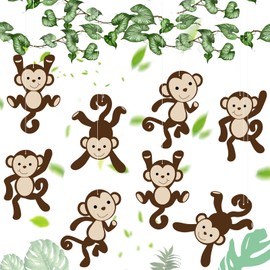 36PCS Monkey Cutouts Jungle Theme Decorations Monkeys Birthday Party Decorations Hanging Monkey Birthday Party Cutout Supplies Jungle Safari Animal Wall Decor for Kids Classroom Bulletin Board