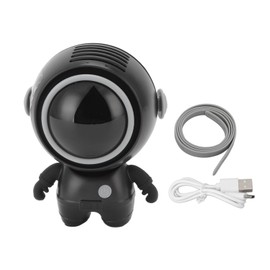 Mini Fan USB Astronaut Appearance Rechargeable Low Noise Portable Hanging Neck Handheld Small Bladeless Fan Black
