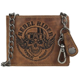 Greenburry Rebel Rider Biker Wallet Chain Leather, brown, coin purse