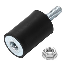 sourcing map M6 Rubber Mounts, 1Pcs 20x30mm(DxH) Rubber Cylindrical Anti Vibration Isolator Shock Absorber with Lock Nut for Car Bobbin Generator Air Compressors