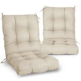 EAGLE PEAK Tufted Outdoor/Indoor Seat/Back Chair Cushions, Set of 2, 42'' x 21'', Beige