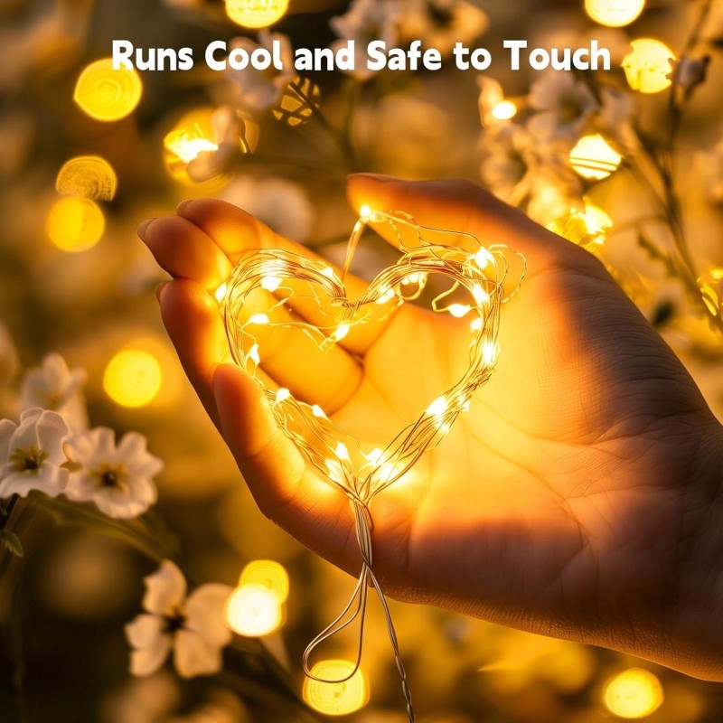 Minetom Fairy Lights Plug in, 33Ft 100 LEDs Waterproof Silver