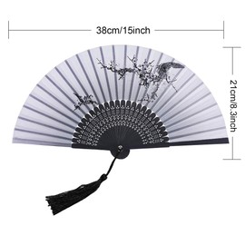3 PCS Handheld Folding Fans Bamboo Silk Fabric Cloth Folding Fans Chinese Japanese Hand Holding Fans Wooden Handheld Fans With Tassel for Wall Decoration Birthday Gifts Wedding Party Props Women Girls