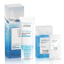 Centella Sunscreen SPF 50, mit Centella Sunscreen Stick, Feuchtigkeitsspengende Sonnencreme Centella, Nicht Fettend, Starker UV-Schutz, Centella Sonnenschutz für Alle Hauttypen